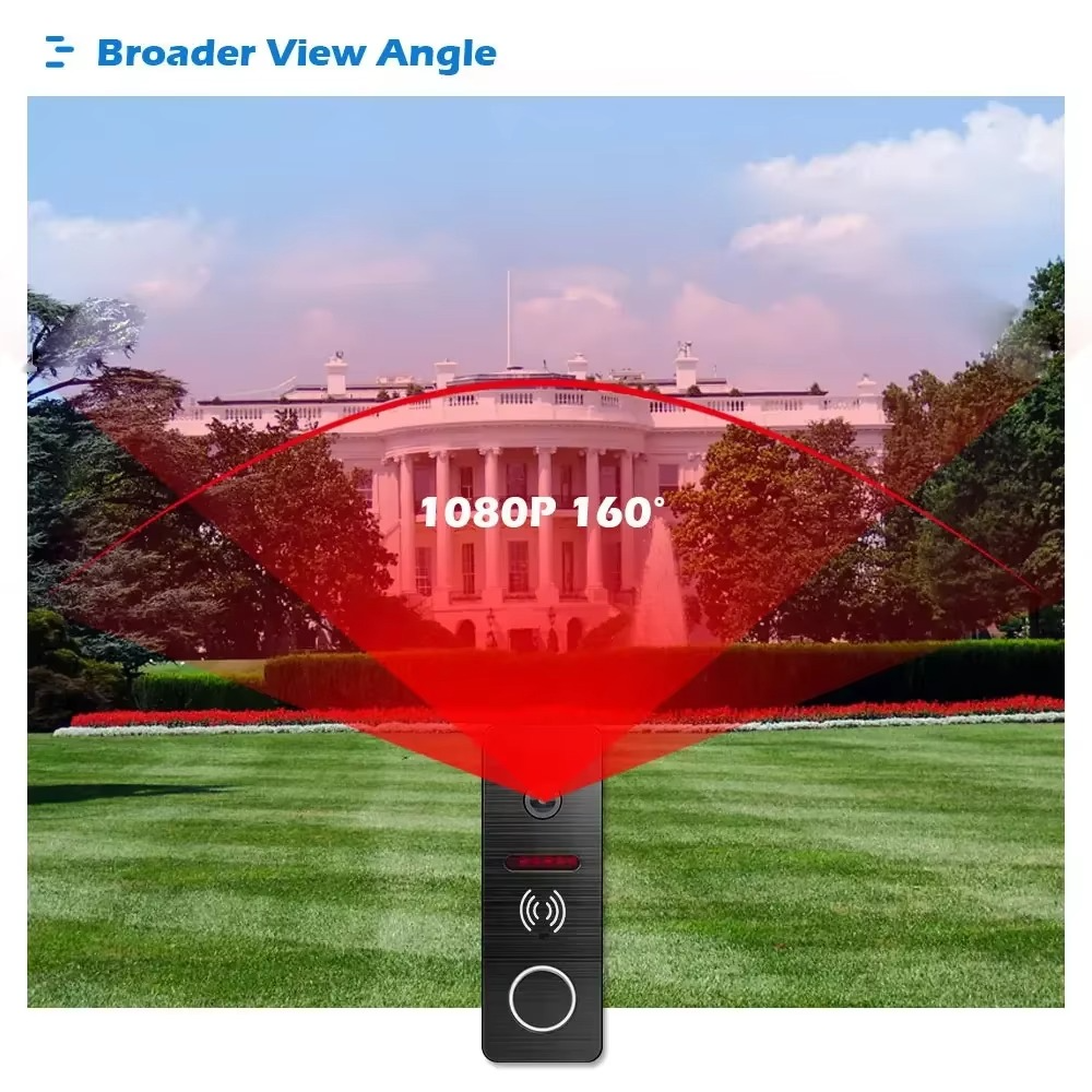 Anjielo 1080P video, IP65 waterproof night vision, metal doorbell with IC card unlocking, intercom, outdoor unit,160° wide-angle