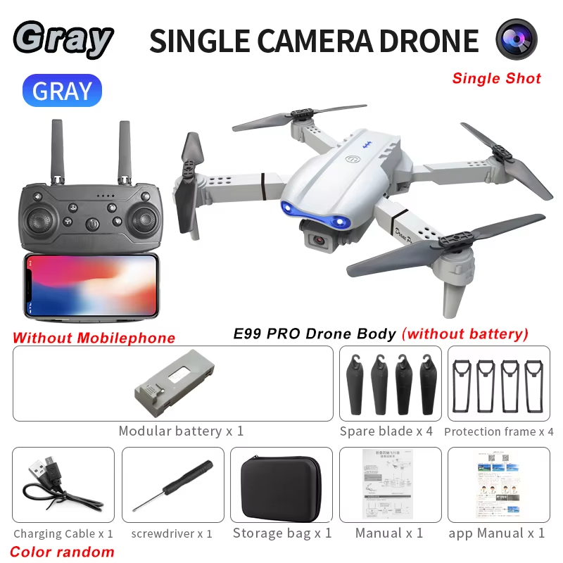 2024 E99Pro RC Drone 4K Professinal With 1080P Wide Angle HD Camera Foldable Helicopter WIFI FPV Height Hold Gift Toy