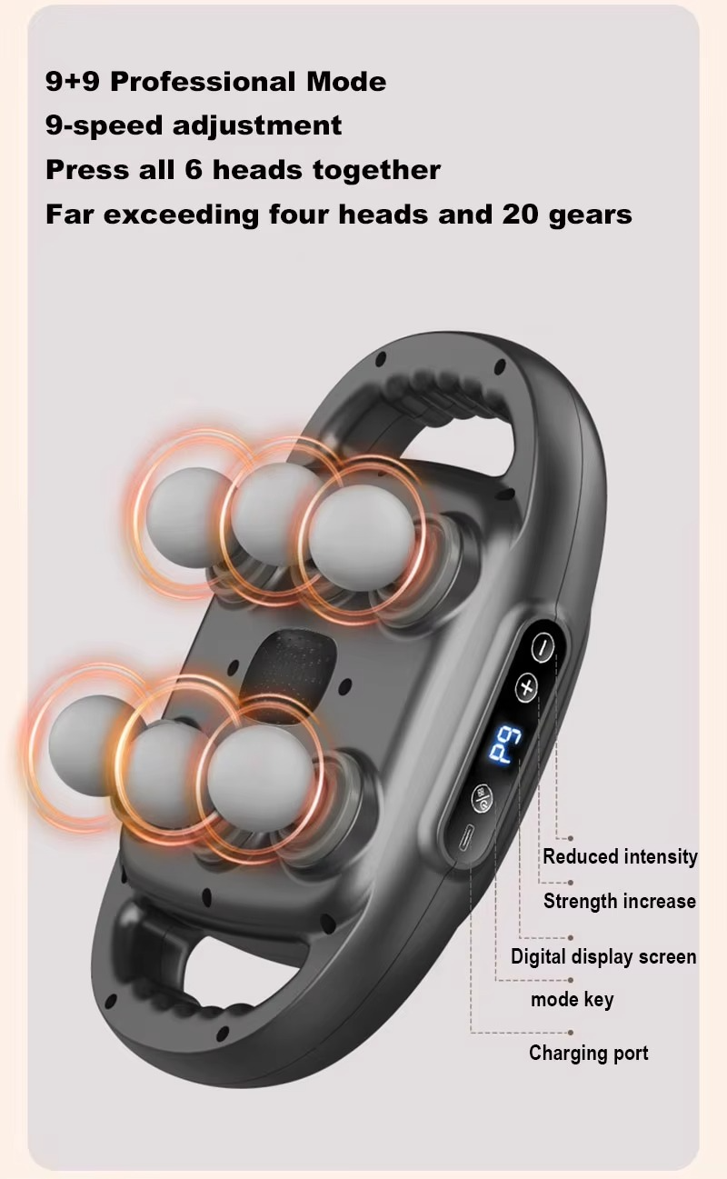 Six-head Fascia Gun Muscle Relaxation Massage Gun High-Frequency Waist and Back Massager Body Relaxation Shoulder Calf Massager