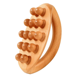 14 Beads Handheld Gua Shua Massage Roller Natural Wood Waist Neck Back Leg Body Meridian Scraping SPA Anti Cellulite Relaxation
