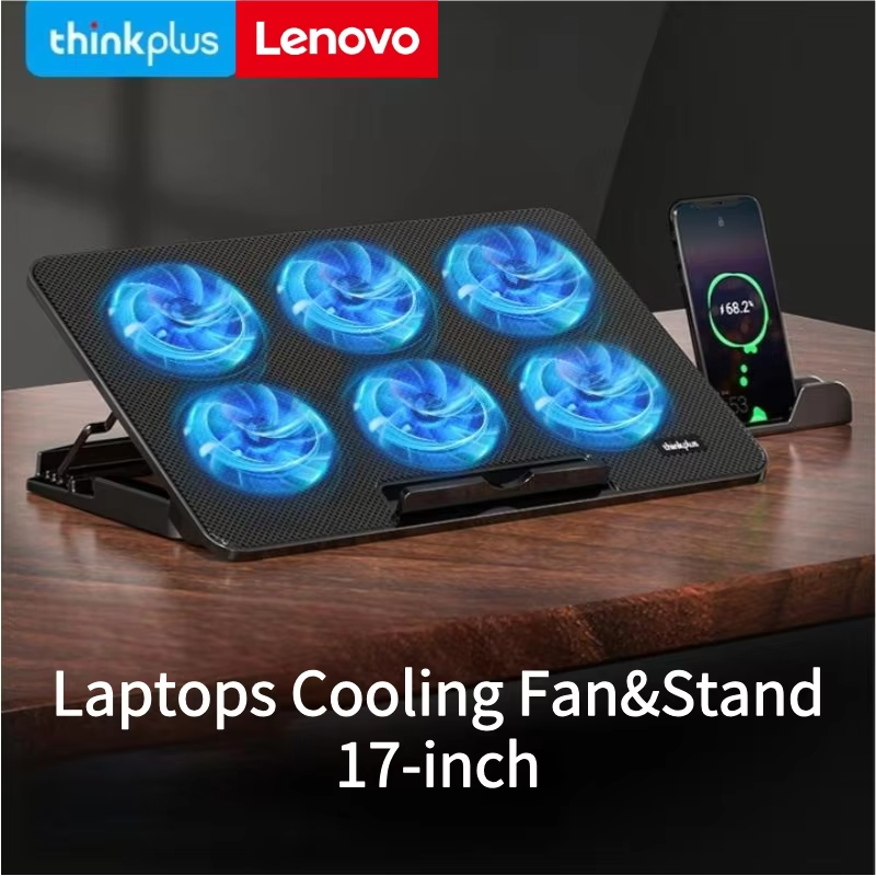 Lenovo Laptops Cooling Fan Gaming Laptop Cooler For 13-17 Inch 6 Fans USB Ports Large Size Stand For Laptops Macbook HP Dell