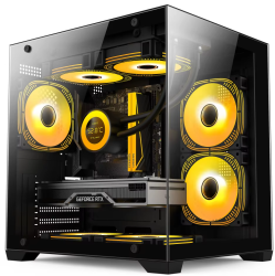 MANMU Gaming Computer Cases & Towers case pc Gaming White Micro ATX pc Gaming System Unit Case