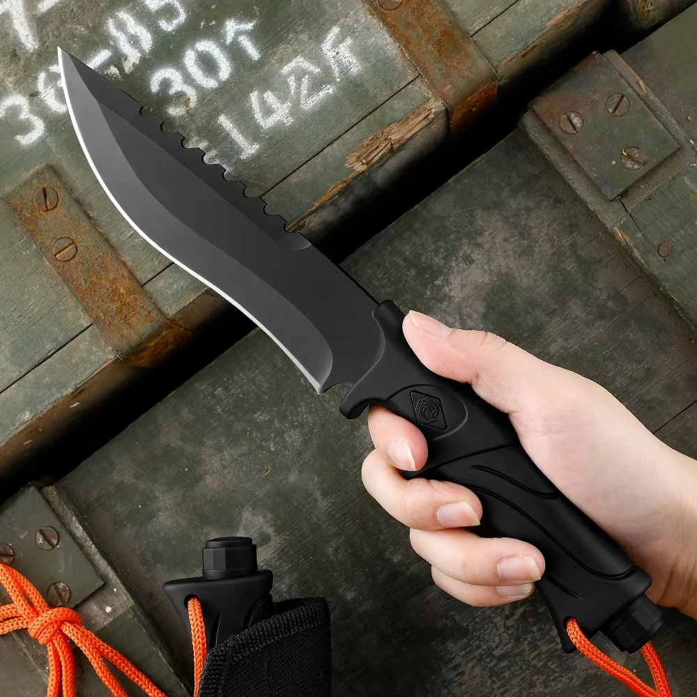 Hot sell camping knife hunting knives Fixed blade straight knife fixed blade tactical knife bowie knife with sheath full tang
