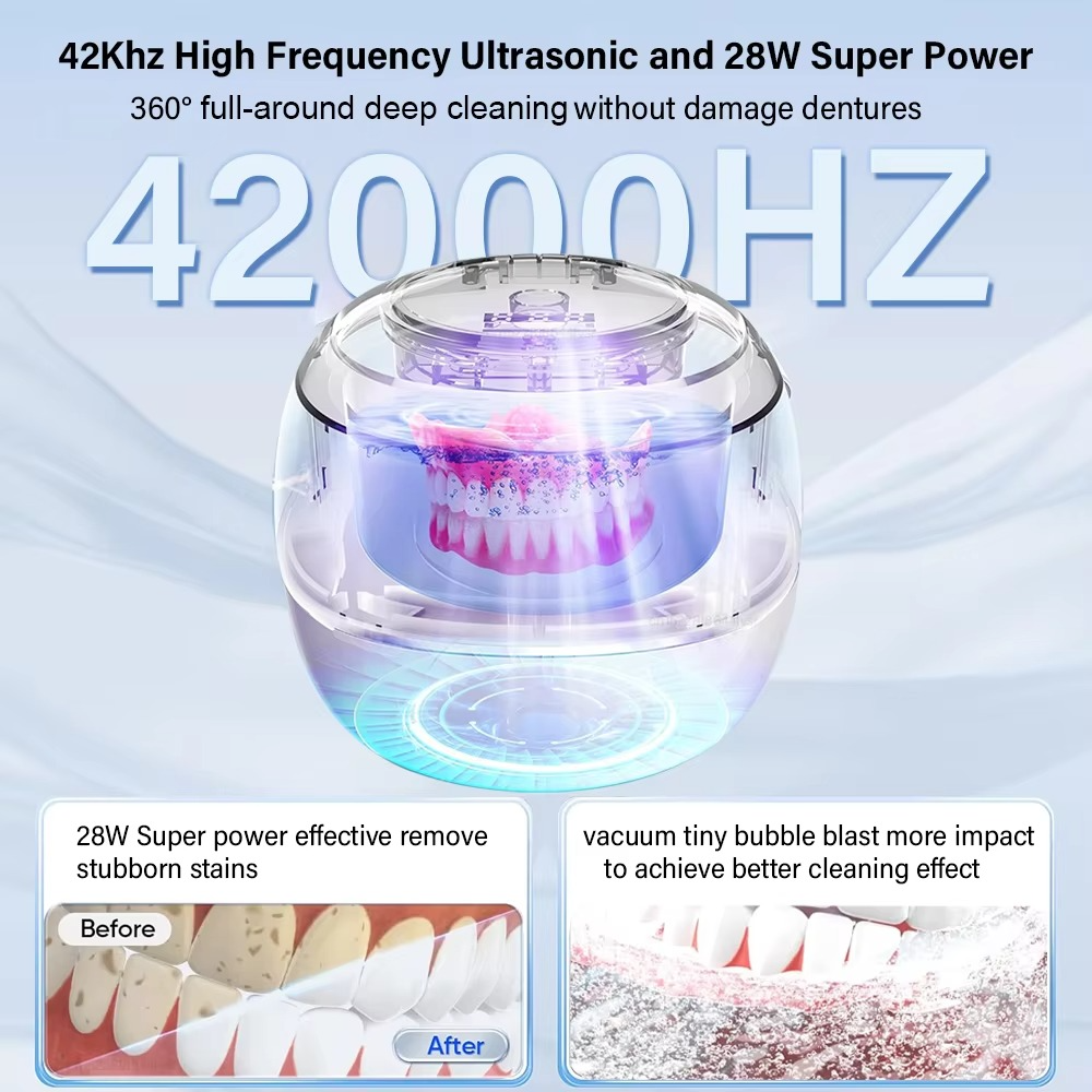 Ultrasonic Cleaner Ultrasound Jewelry Cleaner UV Light Sterilization Ultrasonic Dentures Retainer Washing Machine Cleansing Bath