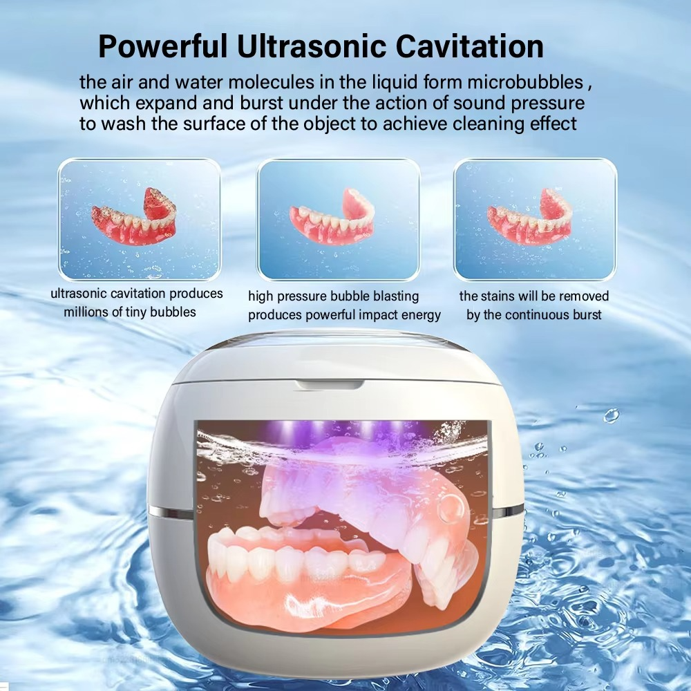 Ultrasonic Cleaner Ultrasound Jewelry Cleaner UV Light Sterilization Ultrasonic Dentures Retainer Washing Machine Cleansing Bath
