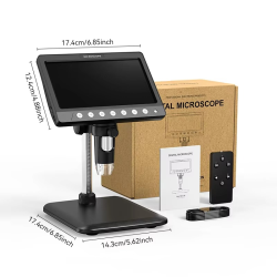 7 Inch IPS Digital Coin Microscope 5MP 50X-1200X Magnifier with Stand Soldering Video Microscope for Electronics Repair 8 LEDS