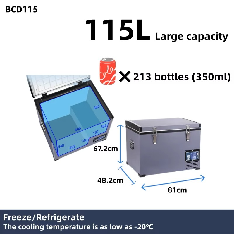 12V 24V Vehicle Cigarette Lighter Single Zone Car Fridge Large Capacity 115L Portable Outdoor Car Refrigerator Freezer