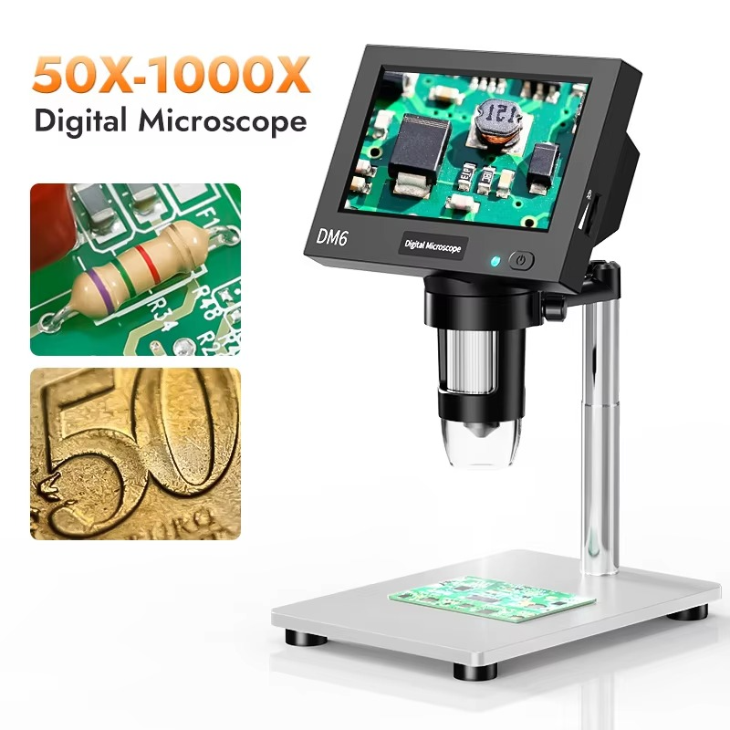 4.3inch LCD Digital Microscope 1000X Video Microscope for Adult with 8LEDs Soldering Microscope for Repair,pcb,plants Microscope
