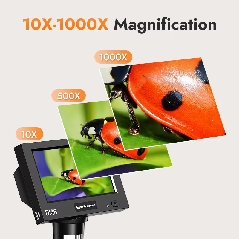 4.3inch LCD Digital Microscope 1000X Video Microscope for Adult with 8LEDs Soldering Microscope for Repair,pcb,plants Microscope