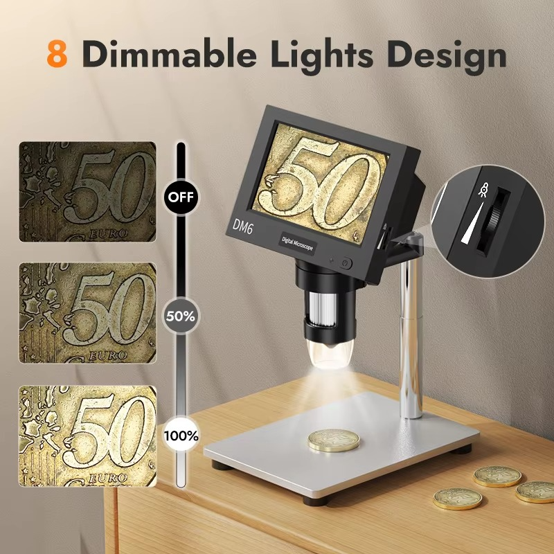 4.3inch LCD Digital Microscope 1000X Video Microscope for Adult with 8LEDs Soldering Microscope for Repair,pcb,plants Microscope