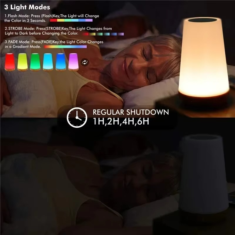 13 Color Changing Night Light – RGB Remote Control Touch Dimmable Lamp, Portable Table Bedside Lamp, USB Rechargeable Night Lamp