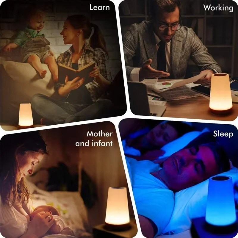 13 Color Changing Night Light – RGB Remote Control Touch Dimmable Lamp, Portable Table Bedside Lamp, USB Rechargeable Night Lamp