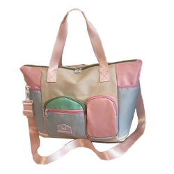 Oxford Cloth Expandable Travel Bag Contrast Color Foldable Large Capacity Fitness Bag Polyester Yoga Pouch