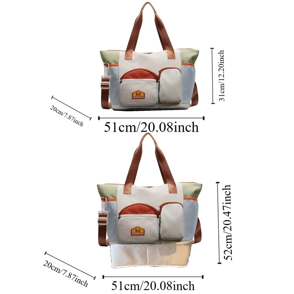 Oxford Cloth Expandable Travel Bag Contrast Color Foldable Large Capacity Fitness Bag Polyester Yoga Pouch