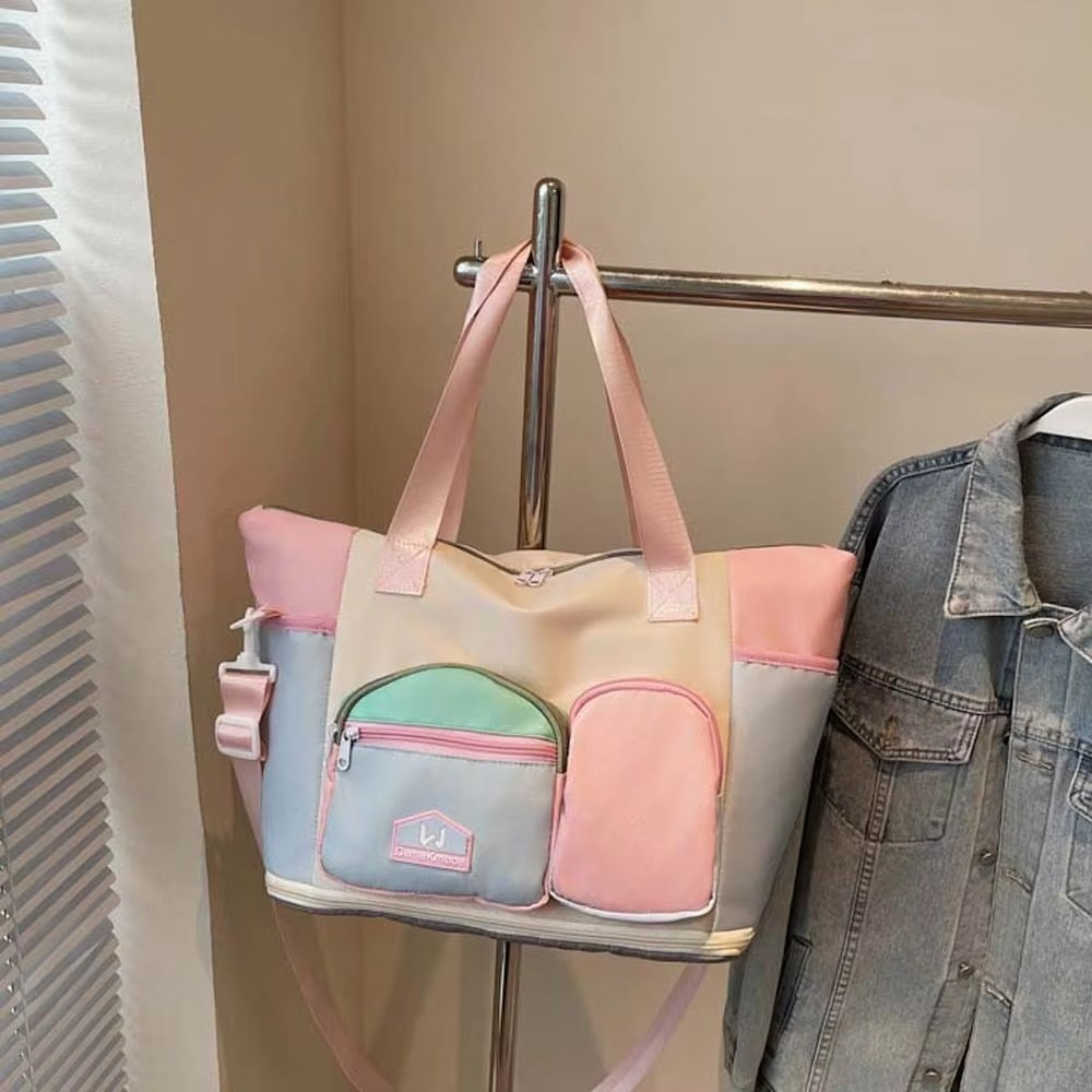 Oxford Cloth Expandable Travel Bag Contrast Color Foldable Large Capacity Fitness Bag Polyester Yoga Pouch