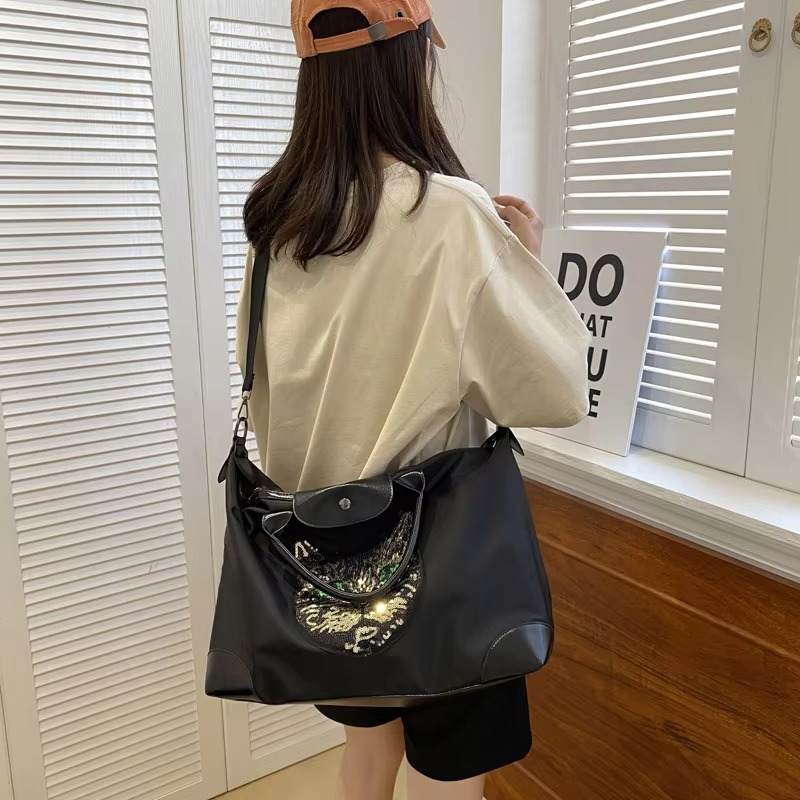 Embroidered Cat Head Women's Travel Bags Waterproof Oxford cloth luggage handbag Men's fashion shoulder crossbody Duffle bag