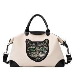 Embroidered Cat Head Women's Travel Bags Waterproof Oxford cloth luggage handbag Men's fashion shoulder crossbody Duffle bag