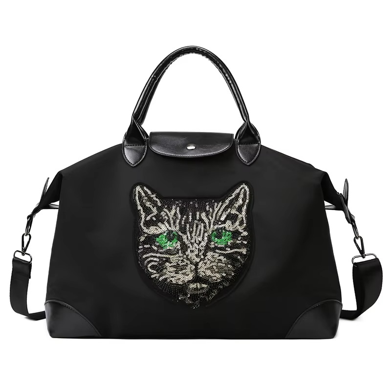 Embroidered Cat Head Women's Travel Bags Waterproof Oxford cloth luggage handbag Men's fashion shoulder crossbody Duffle bag