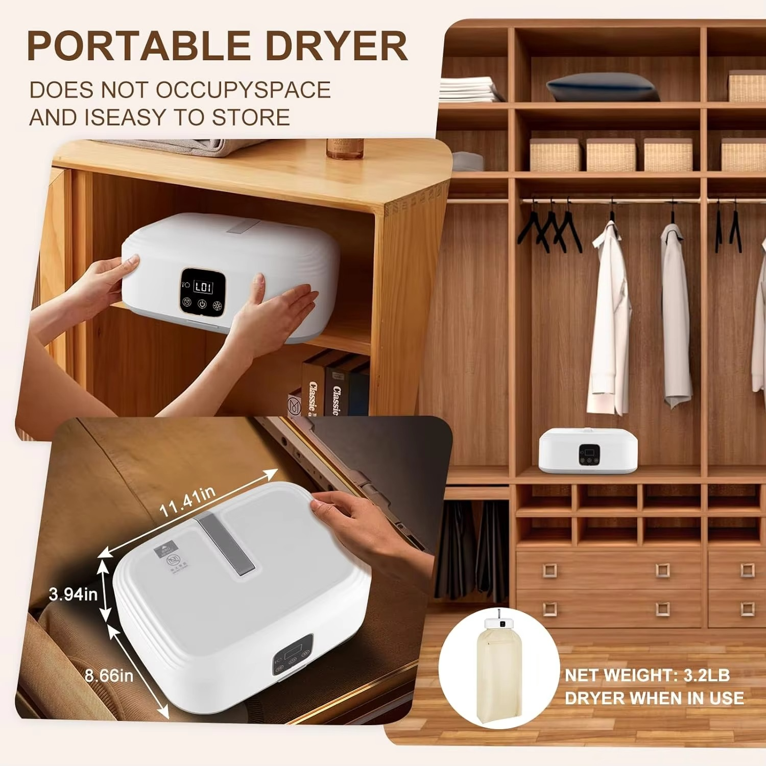 Portable Clothes Dryer - Upgraded 2.0 Portable Dryer for Apartment, RV, Travel- Easy to Use Dryer with Dryer Bag for Underwear,