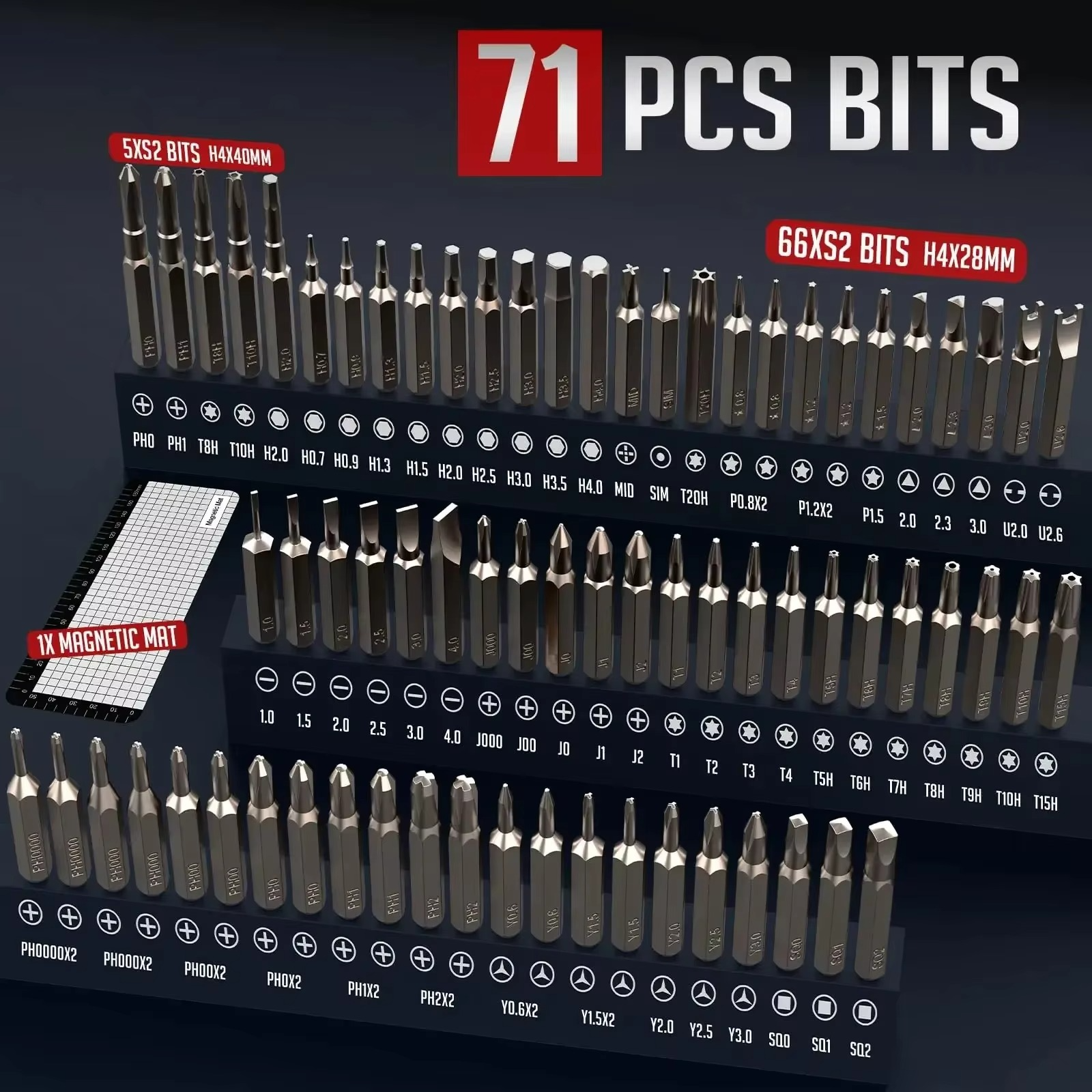 75 in 1 Precision Electric Screwdriver Set with 71 Magnetic Phillips Torx Bits 3 LED Lights Multifunctional Power Repair Tool