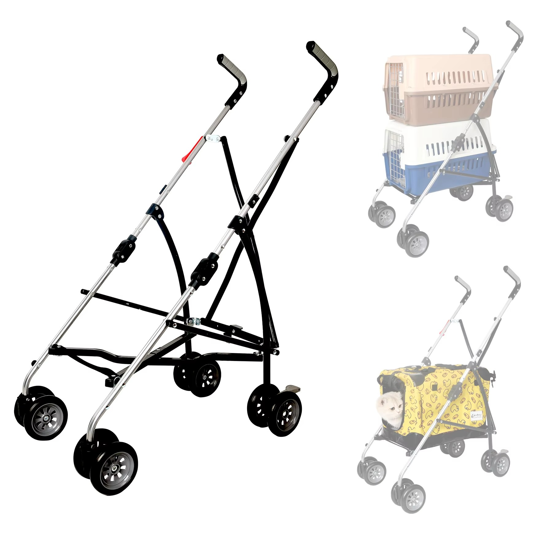 Russia Free Ship Pet Stroller Frame Carry Dog Cat Bag Foldable Simple Lightweight Travel Transport Multifunction Trolley