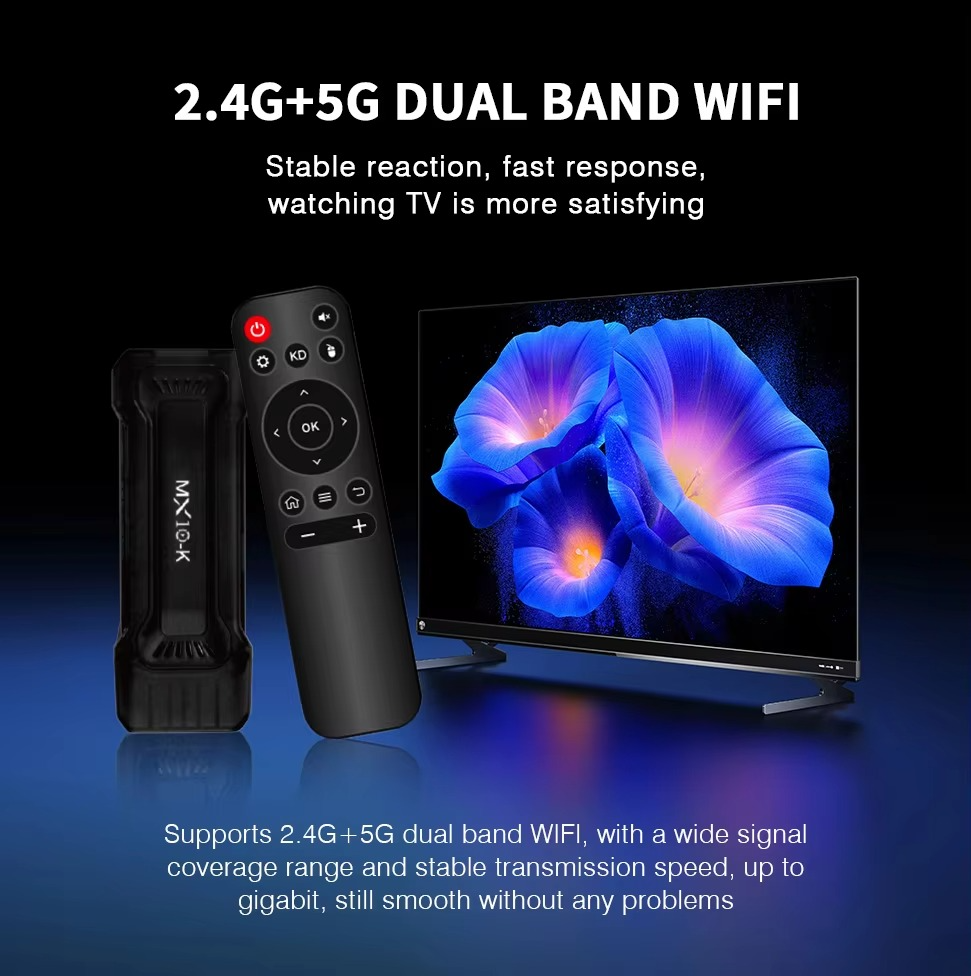 4K Stick TV MX10-K 4GB OS Android 14 Smart ATV BT5.0 Media Player HDMI 1.4 WiFi 2.4G TV Box Android 2025 New Model