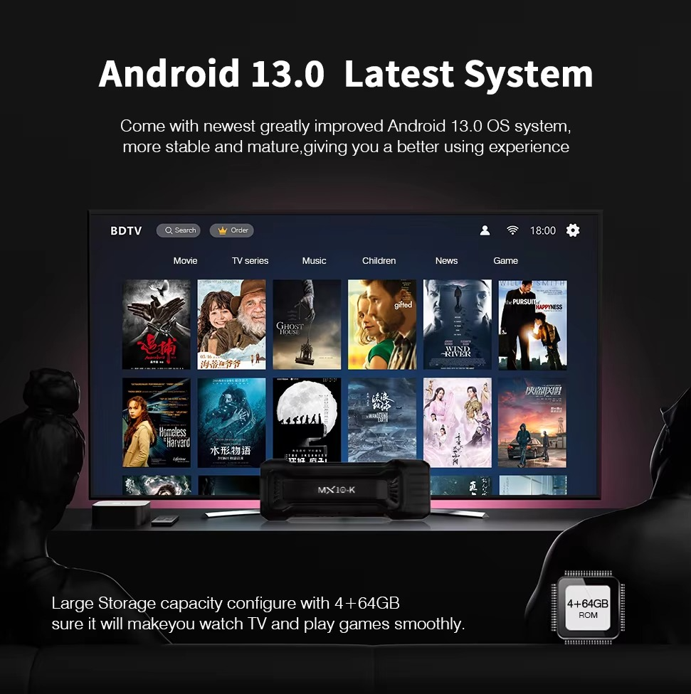 4K Stick TV MX10-K 4GB OS Android 14 Smart ATV BT5.0 Media Player HDMI 1.4 WiFi 2.4G TV Box Android 2025 New Model