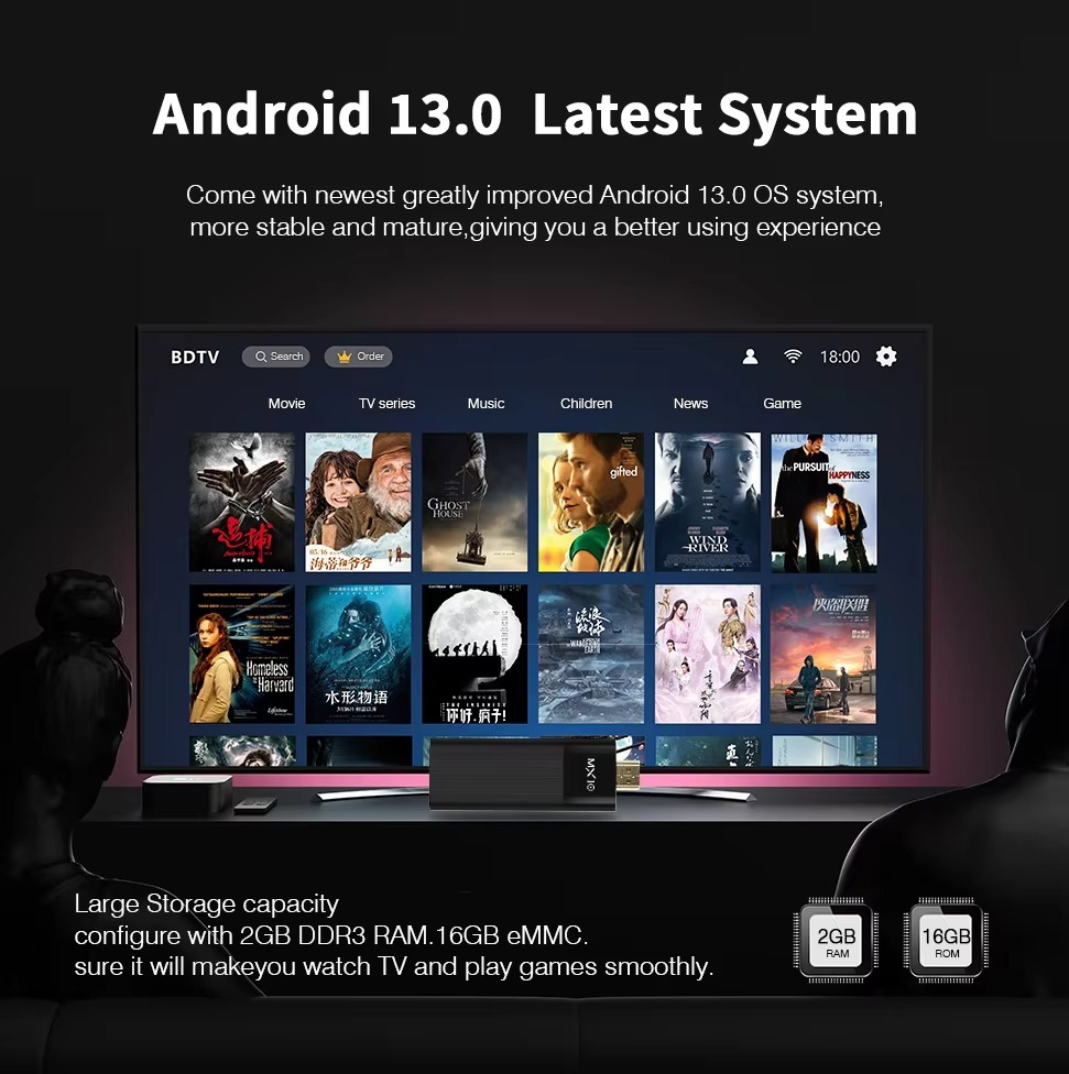 4K TV Stick MX10 F3PRO Allwinner H313 Cortex-A53 Android 13 OS Smart TV Box Make TV to Smart TV Converter More Than 70 Languages