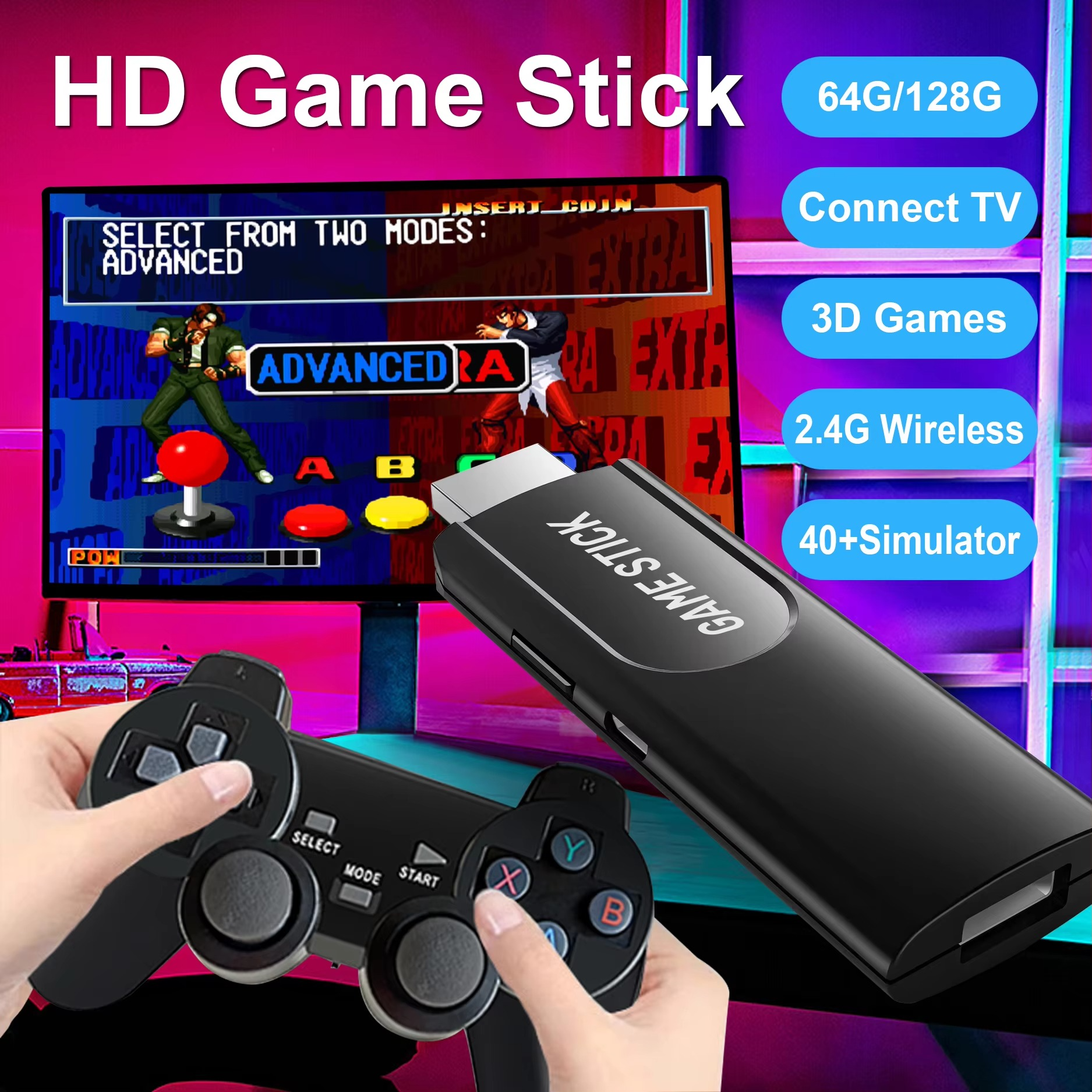 K8 Gamepads Controller Stick ARM Mali-450 64GB/128GB TF Card 40000+ Games Wireless Controller Switch Support 3D Games
