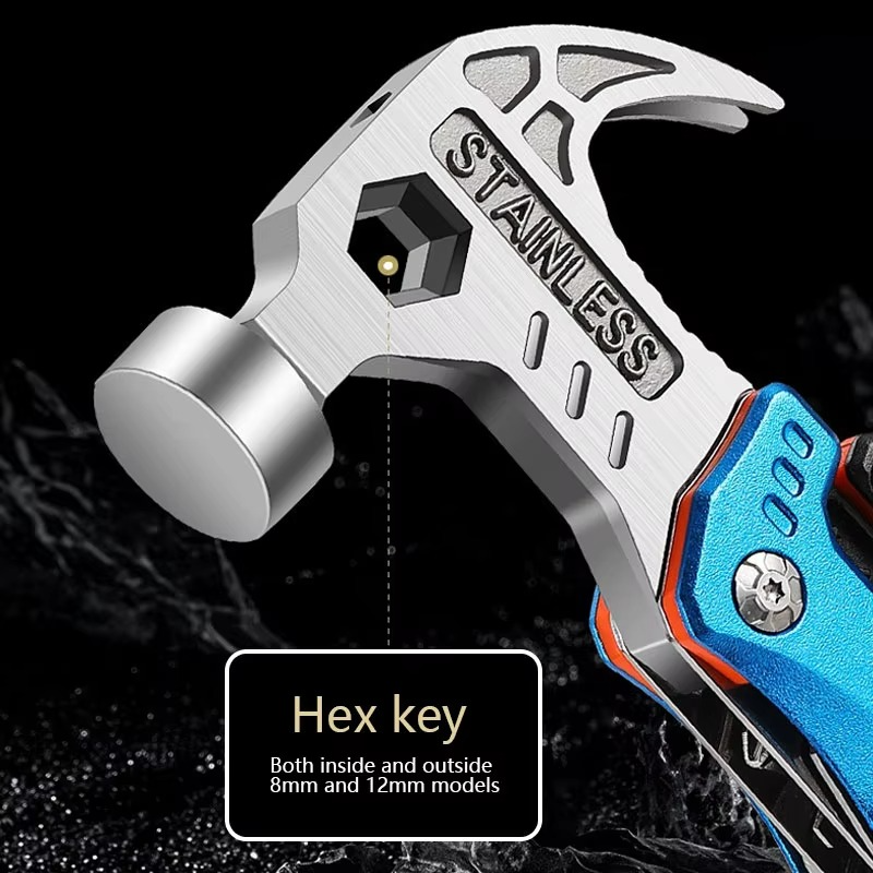 Outdoor multifunctional hammer pliers portable self-defence knife pliers field camping broken windows emergency tools