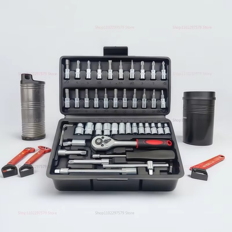 46pcs Socket Wrench Set Auto Repair Tool Kit Household DIY Ratchet Screwdriver Car Repair Hardware Toolbox