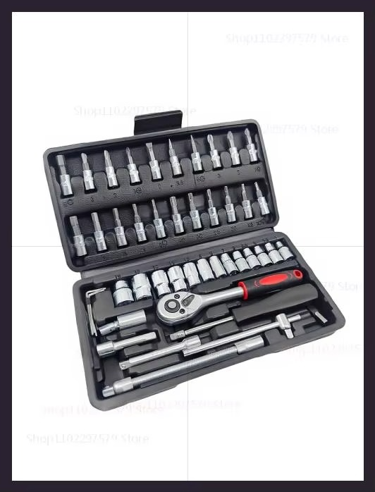 46pcs Socket Wrench Set Auto Repair Tool Kit Household DIY Ratchet Screwdriver Car Repair Hardware Toolbox