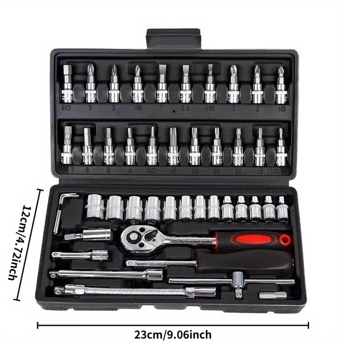 46pcs Car Repair Tool Kit 1/4-Inch Socket Set Car Repair Tool Ratchet Torque Wrench Combo Auto Repairing Set Mechanic Tool