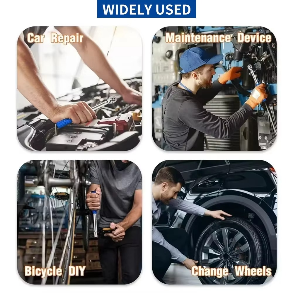 New 15Pcs Set Bicycle Torque Wrench Set Socket Preset Type Spanner Pro Repair Kit 1/4" 2-24Nm Dual Direction Bike Allen Key Tool