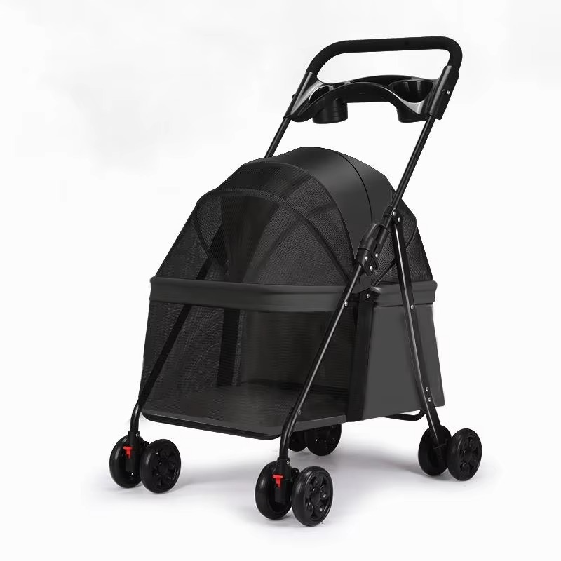 Foldable Pet Stroller Cat Small Dog Cart Puppy Kitten Teddy Car Outdoor Lightweight Folding Pet Stroller