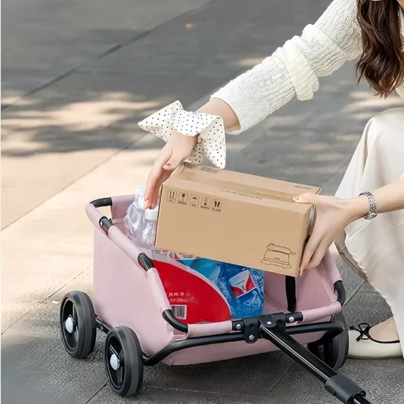 Foldable Pet Vehicle Small Pet Stroller 4 Wheels Travel Cat Cart Rolling Cat Carrier Dog Carriage Suitable for Kittens Puppies