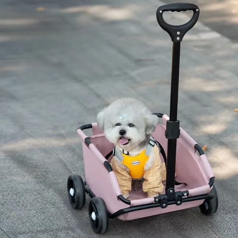 Foldable Pet Vehicle Small Pet Stroller 4 Wheels Travel Cat Cart Rolling Cat Carrier Dog Carriage Suitable for Kittens Puppies