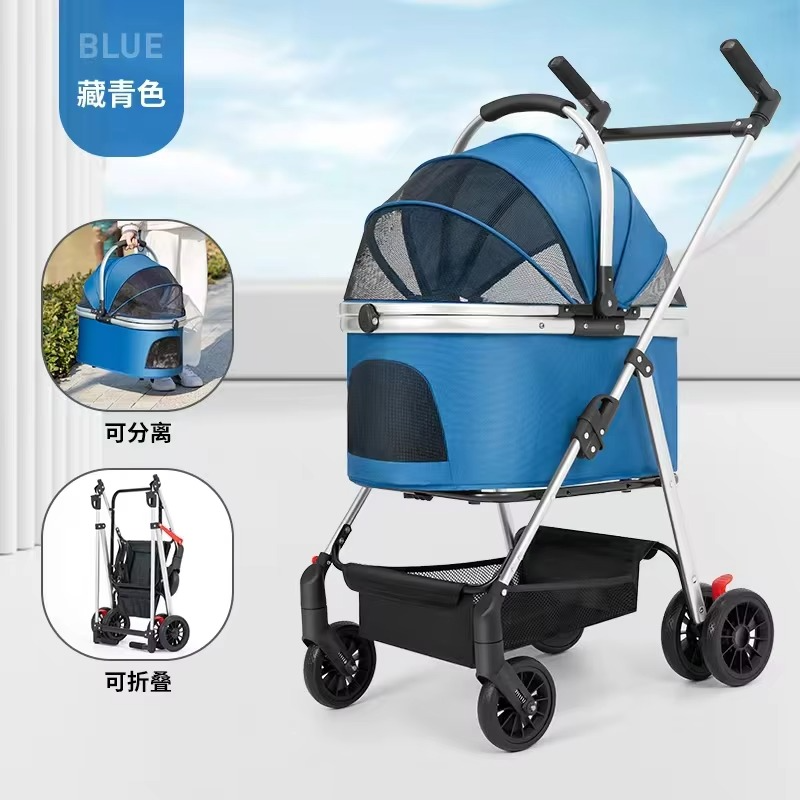 3-in-1 Pet Stroller for Small Dogs & Cats Lightweight Travel Carrier with Canopy Separable Puppy Push Cart for Outdoor Walking