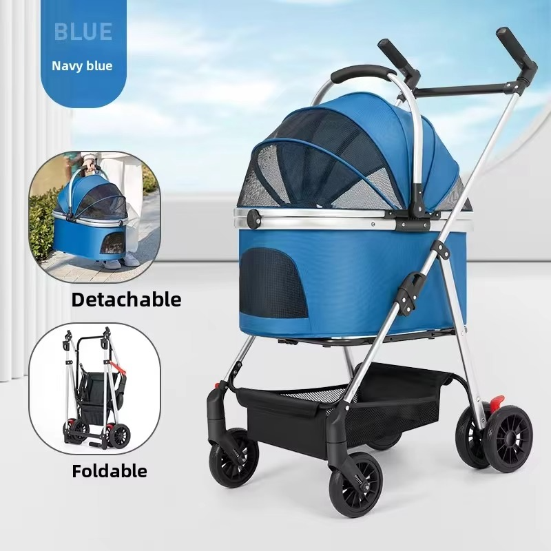 3-in-1 Pet Stroller for Small Dogs & Cats Lightweight Travel Carrier with Canopy Separable Puppy Push Cart for Outdoor Walking