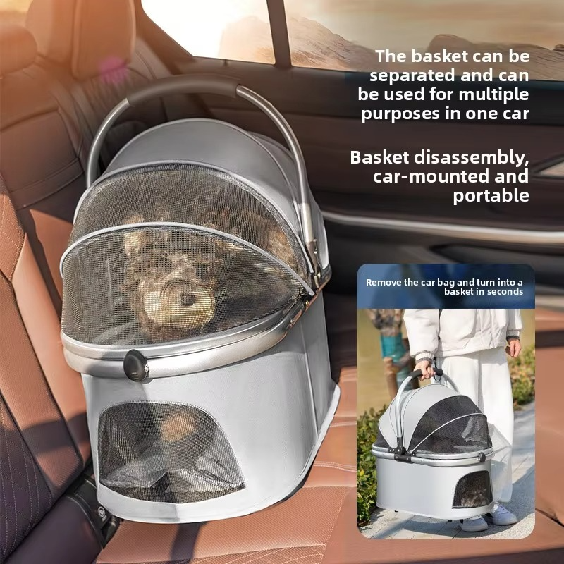 3-in-1 Pet Stroller for Small Dogs & Cats Lightweight Travel Carrier with Canopy Separable Puppy Push Cart for Outdoor Walking