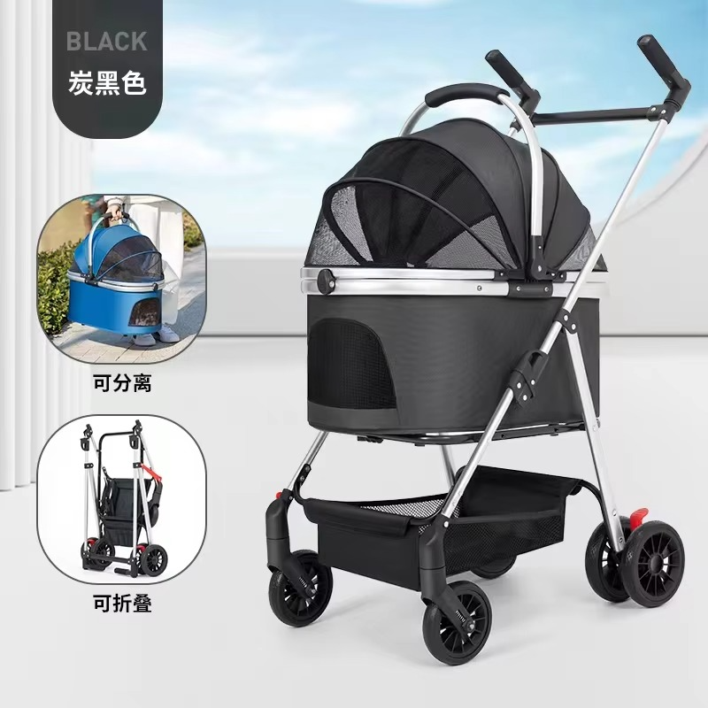 3-in-1 Pet Stroller for Small Dogs & Cats Lightweight Travel Carrier with Canopy Separable Puppy Push Cart for Outdoor Walking