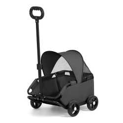 Pet Stroller with Sun Cover - Portable, Breathable, 4 Wheels, Travel Carrier for Small & Medium Pets