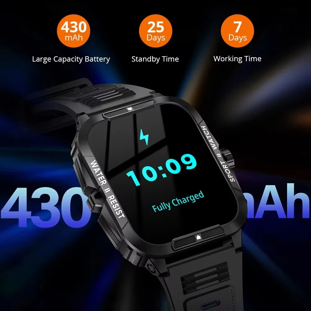 COLMI P76 1.96" Outdoor Military Smartwatch Men Bluetooth Call Smart Watch 3ATM IP68 Waterproof Rating Sports Fitness Watches
