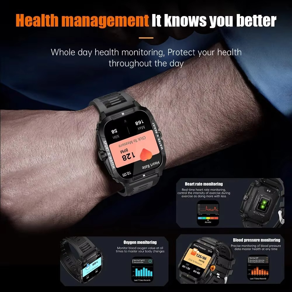 COLMI P76 1.96" Outdoor Military Smartwatch Men Bluetooth Call Smart Watch 3ATM IP68 Waterproof Rating Sports Fitness Watches