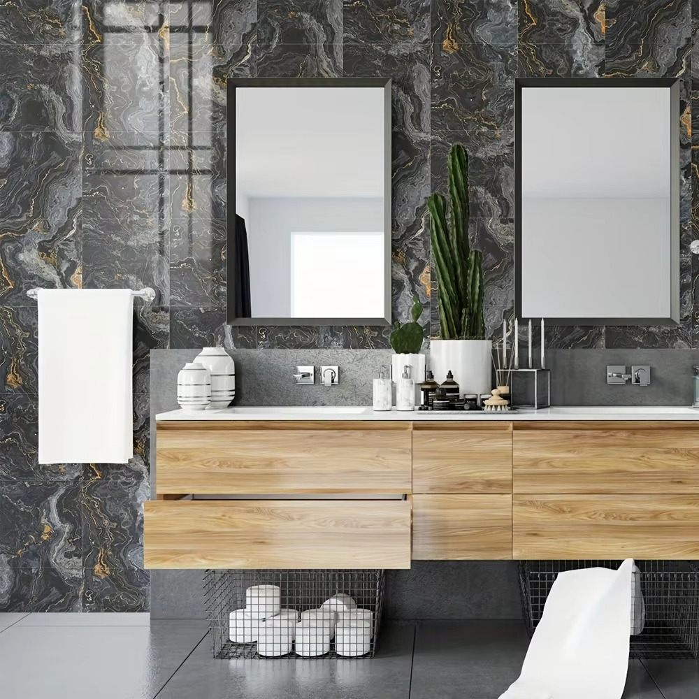 24pcs 3D Faux Stone Peel and Stick Wall Panel Self Adhesive Kitchen Tile Backsplash 3D Wall Sticker Tile Sticker 30cm x 30 cm