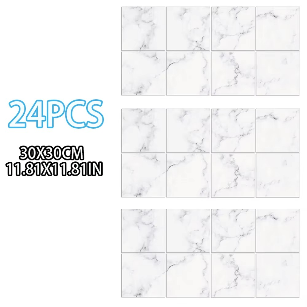 24pcs 3D Faux Stone Peel and Stick Wall Panel Self Adhesive Kitchen Tile Backsplash 3D Wall Sticker Tile Sticker 30cm x 30 cm