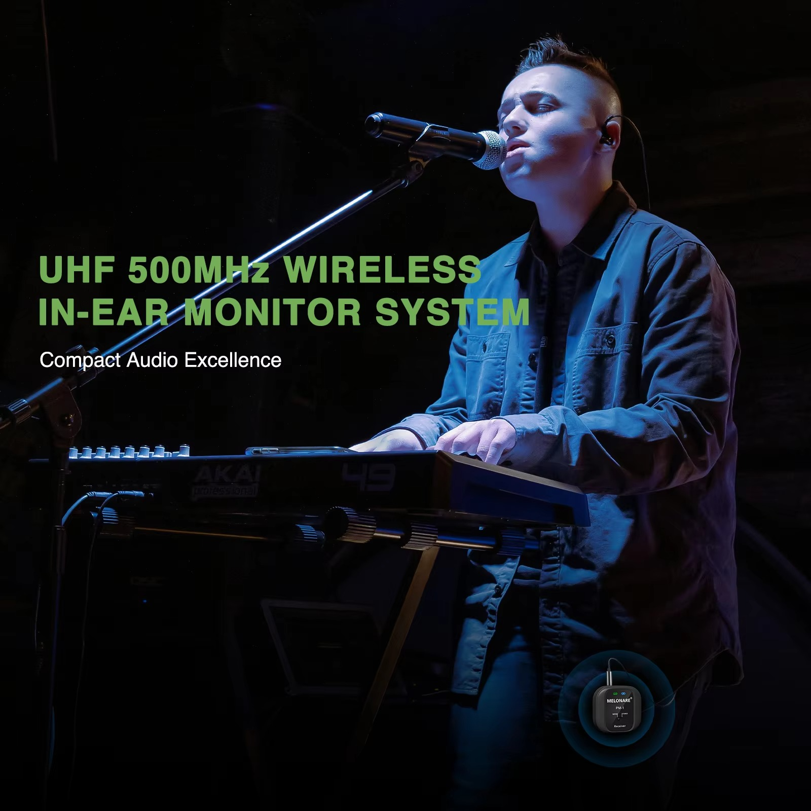 New USB Rechargeable Transmitter&Receiver Support Mono/Stereo UHF 500MHz Wireless Earphone Monitor Transmission System for Live