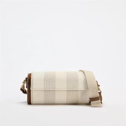 New 2025 ZA Home Cross-Border Women's Bag Pillow aped Cylindrical Unique Design Quali Ladies Handbag Retro Sle Canvas