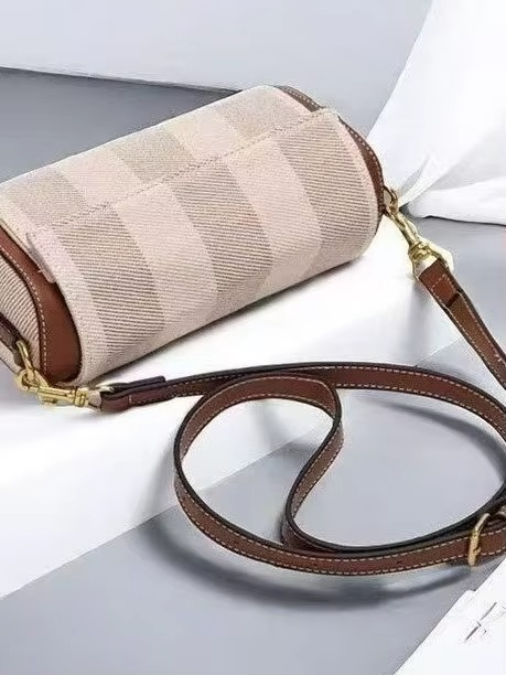 New 2025 ZA Home Cross-Border Women's Bag Pillow aped Cylindrical Unique Design Quali Ladies Handbag Retro Sle Canvas