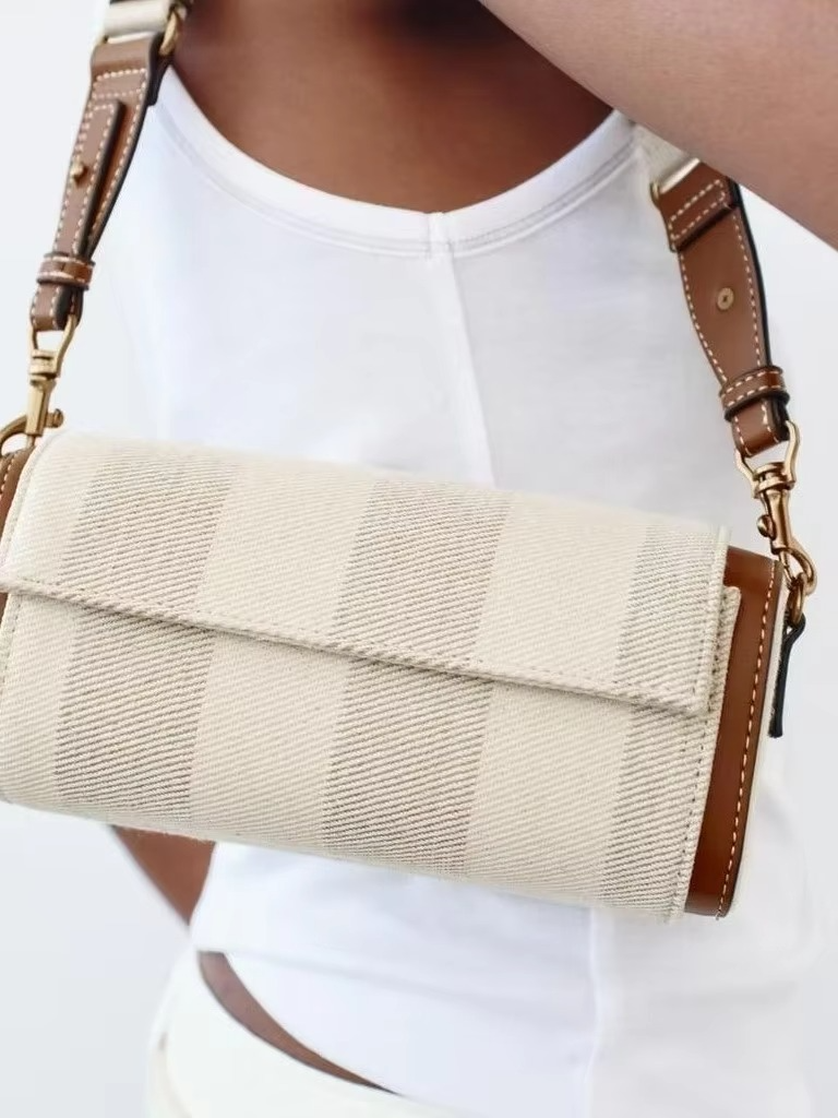 New 2025 ZA Home Cross-Border Women's Bag Pillow aped Cylindrical Unique Design Quali Ladies Handbag Retro Sle Canvas